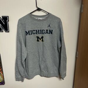 Nike Men's Gray Michigan Crewneck Sweater